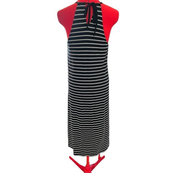 Athleta halter striped midi dress with built-in shelf bra athleisure casual - Picture 3 of 8